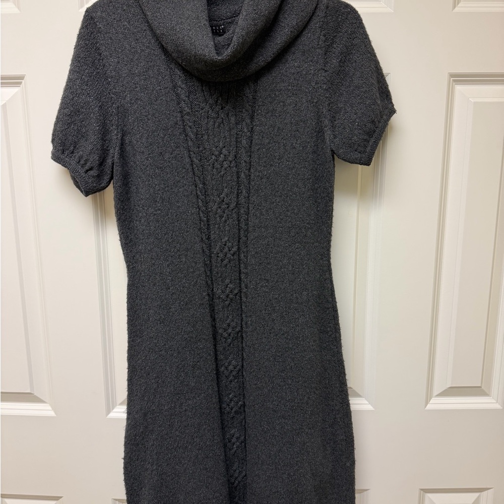 Carole Little Charcoal Cowl Neck Sweater Dress